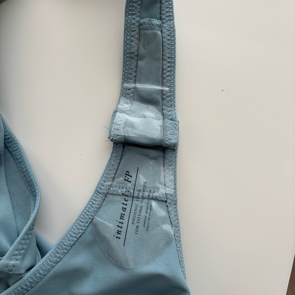 Free People Va Va Voop Bodysuit Medium Puff Sleeve Sky Blue NEW NWT - Picture 9 of 10